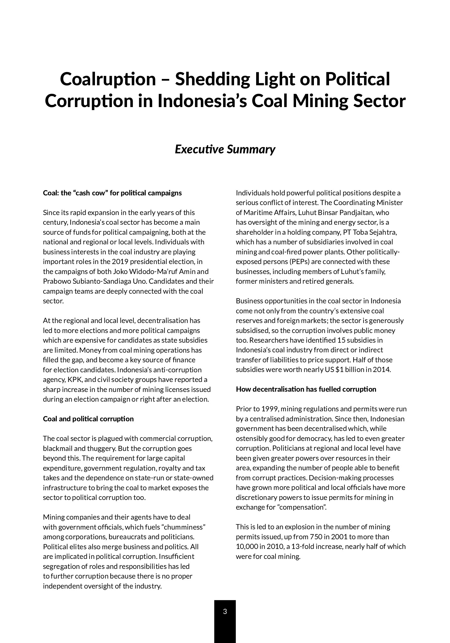 Coalruption: Shedding Light On Political Corruption In Indonesia's Coal  Mining Sector